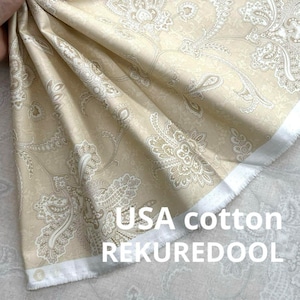 TB585◆2m◆SM◆綿100%USAコットン生地◆ペイズリーフラワー