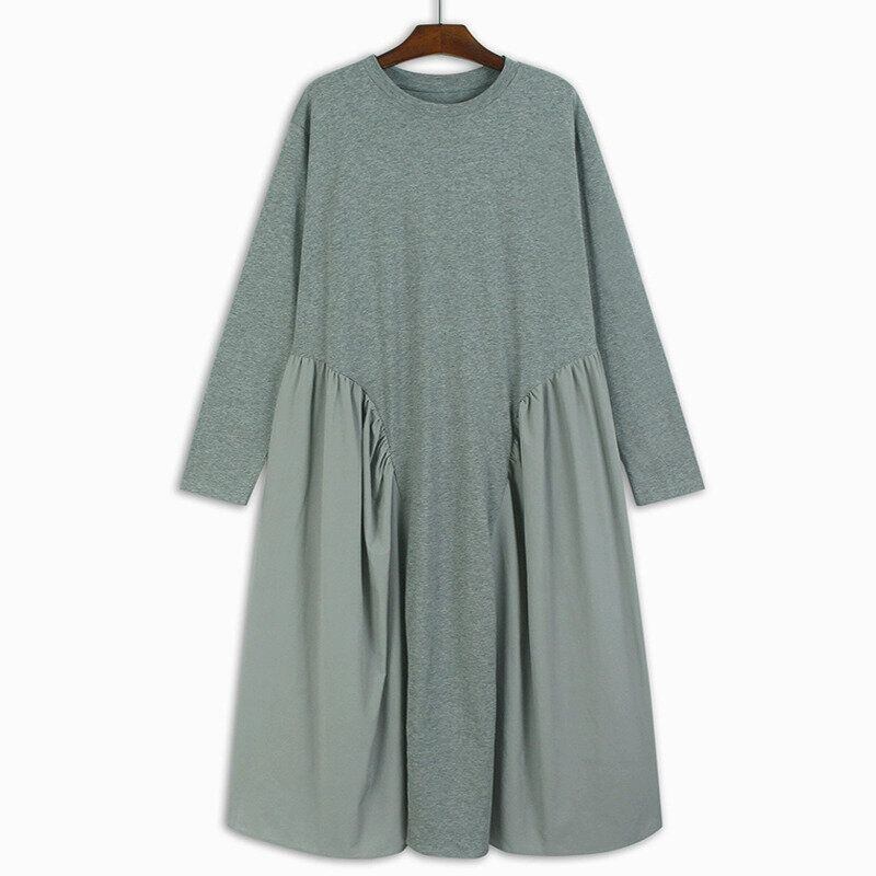 SIDE PANEL LONG SLEEVE A LINE DRESS M-14537