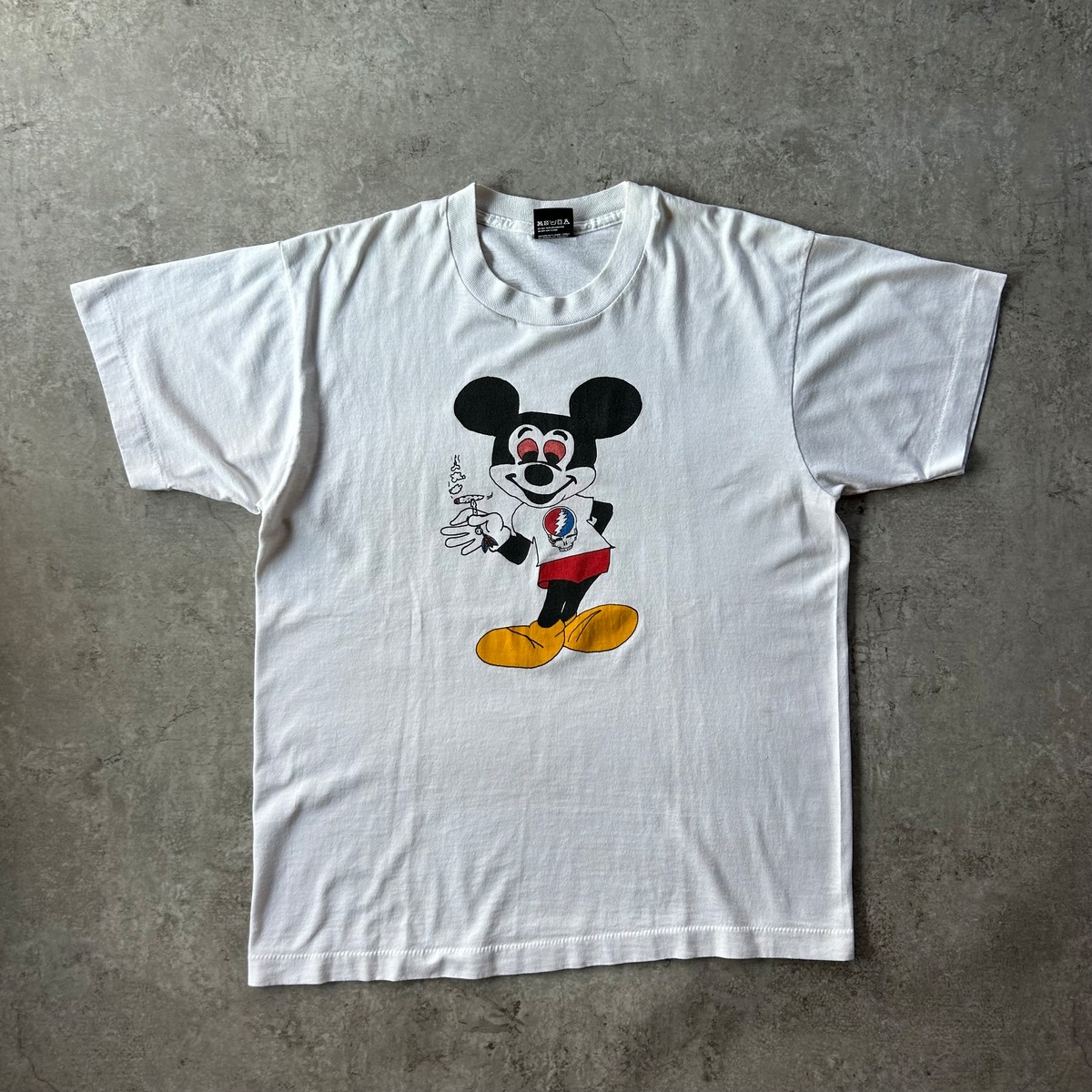 90s ミッキー×マリファナ×デッド tシャツ USA製 白 L ブートレグ 