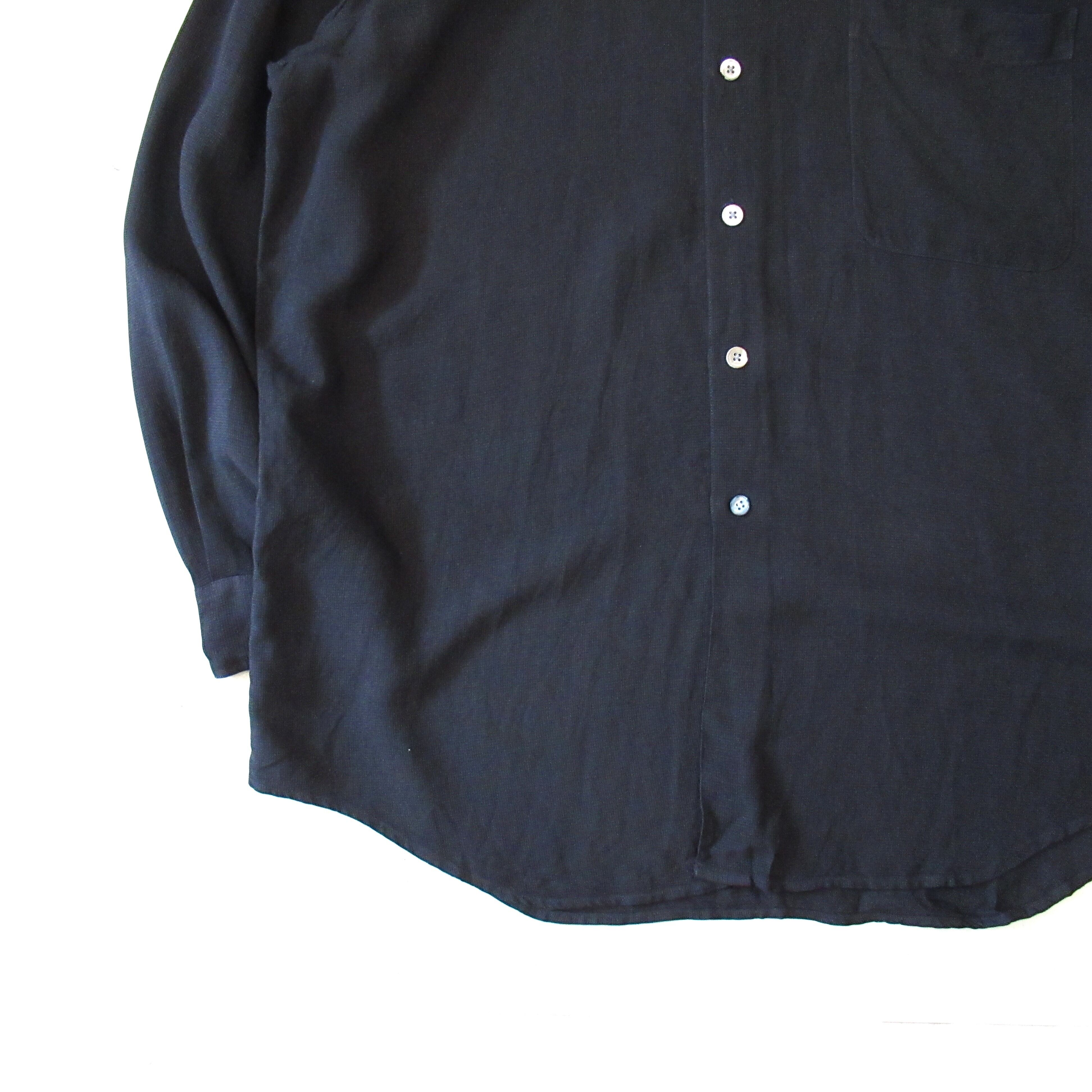 00S BARACUTA Black Silk Shirt【L】 | drop by
