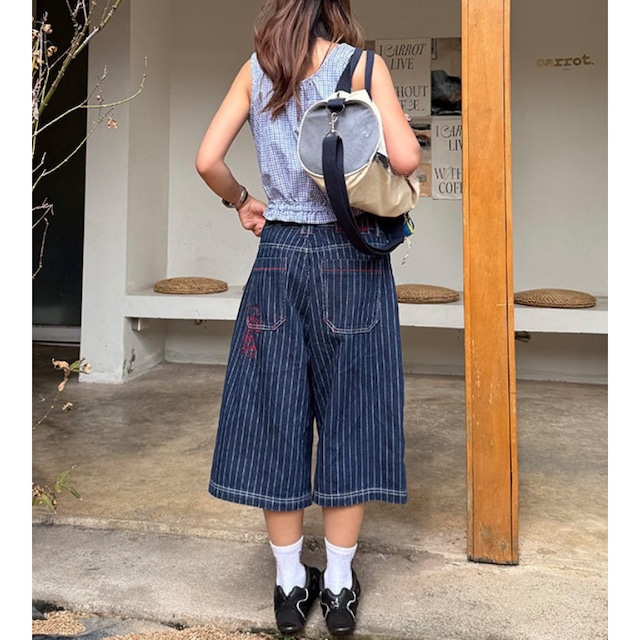 pinstriped cropped pants　ピンストライプクロップドパンツ　J2070