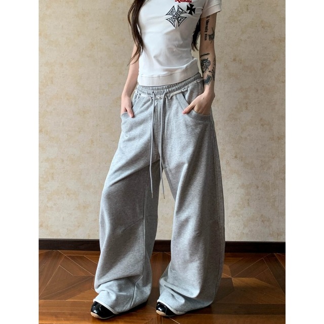 カレッジバックロゴワイドラインスウェットパンツ 2col R02596