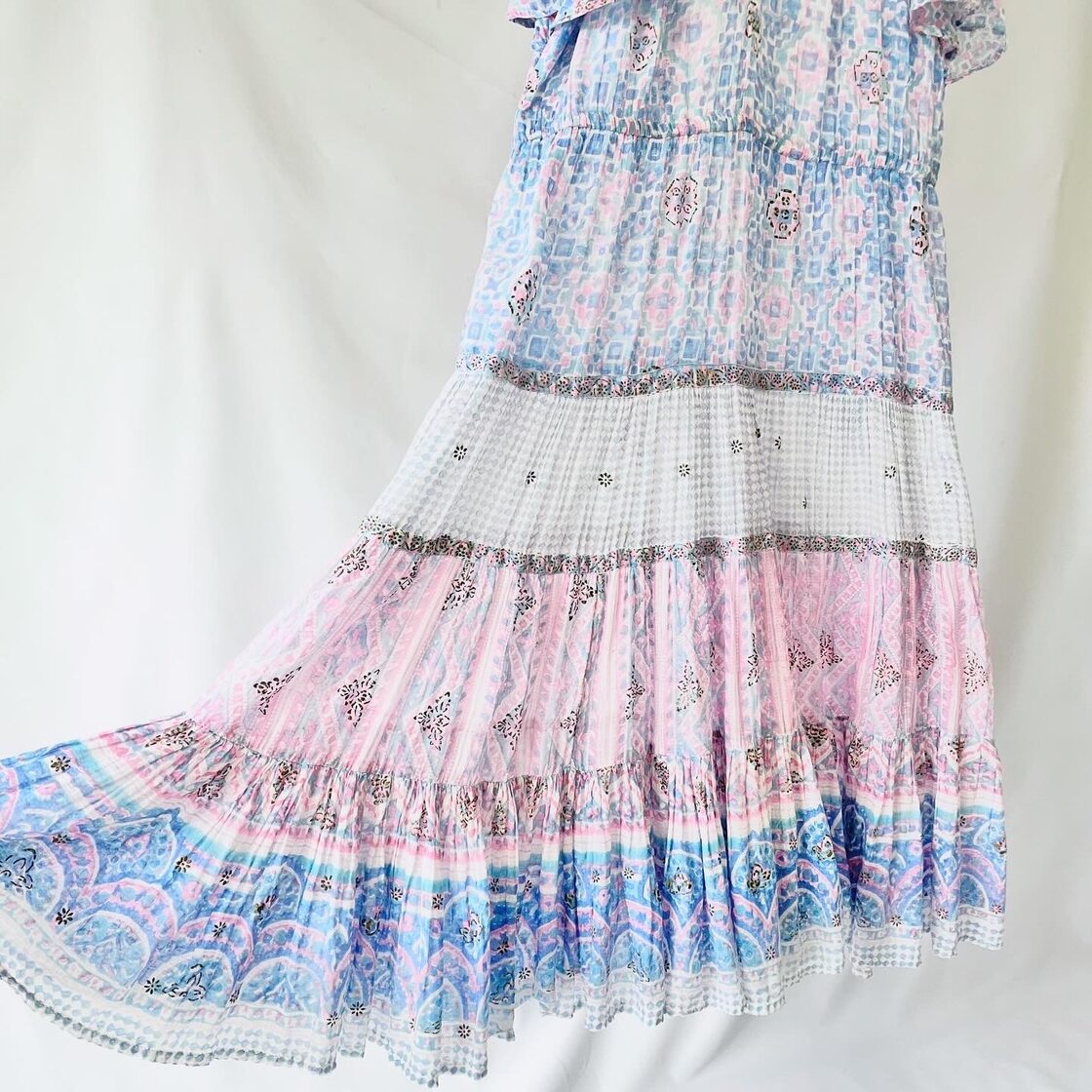 70s indian cotton pink blue onepiece ヴィンテージピンクブルー 