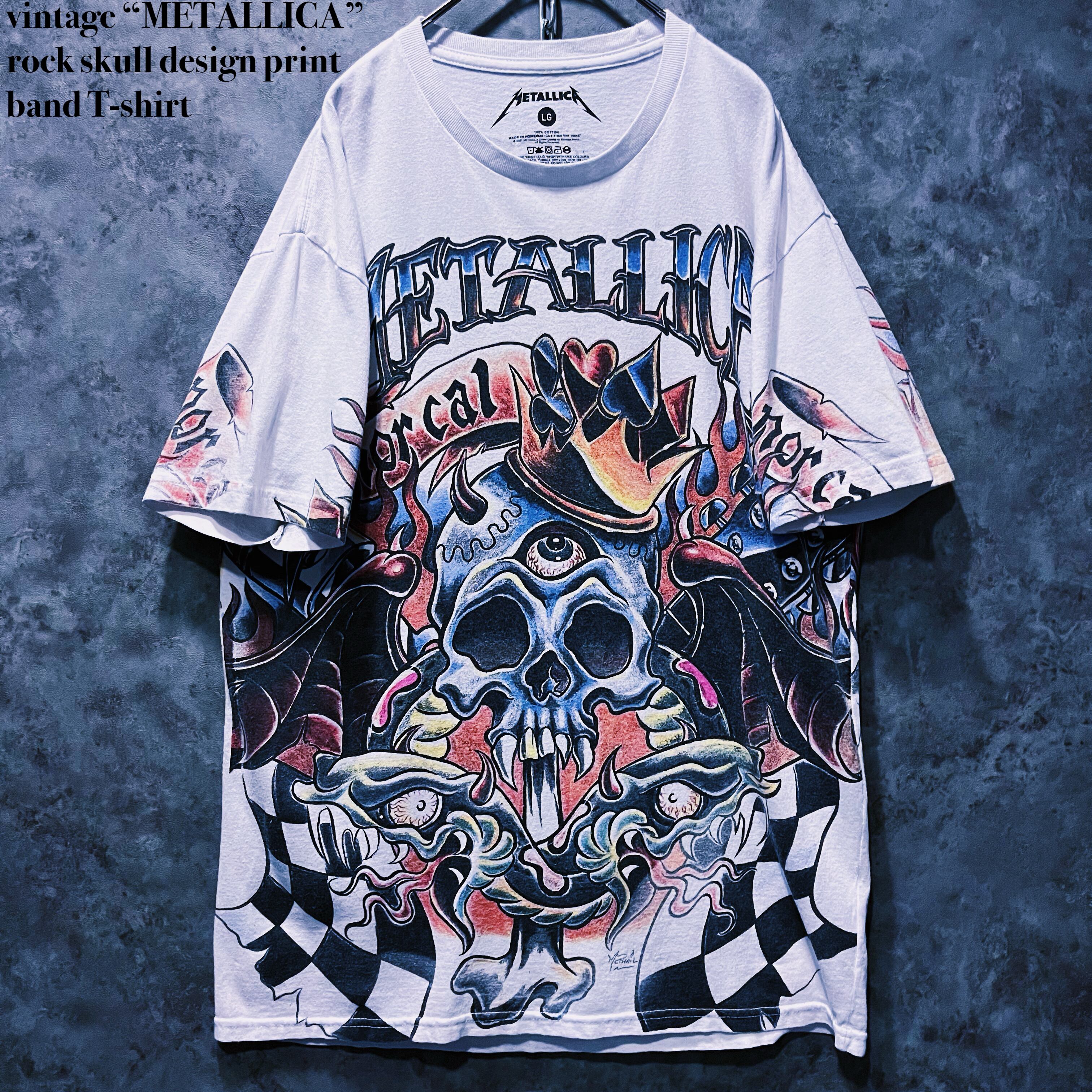 【doppio】vintage “METALLICA” rock skull design print band T-shirt