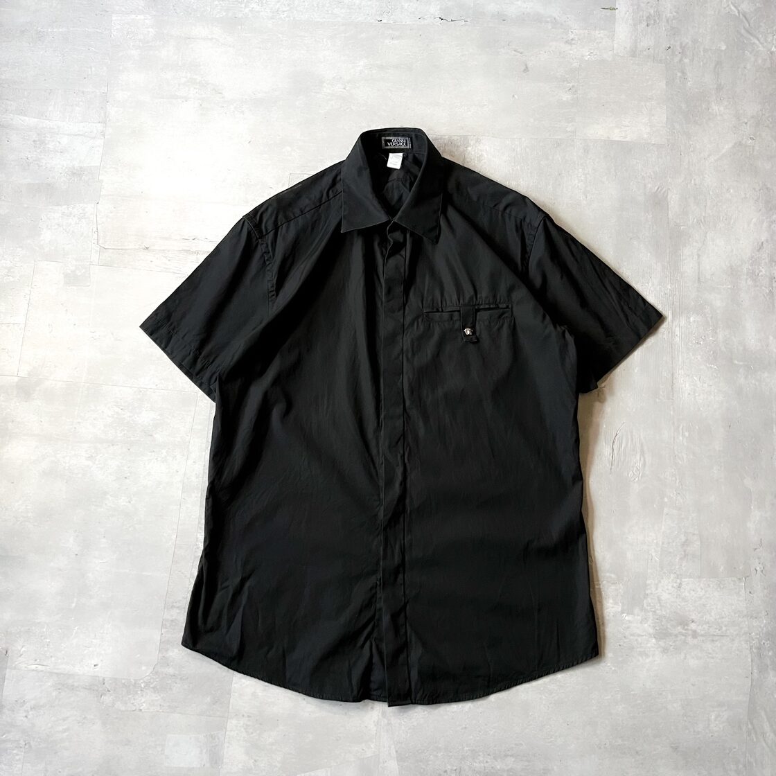 90s “Gianni VERSACE” black front fly shirt 90年代 ヴェルサーチェ 