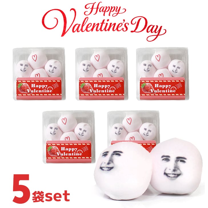 送料無料 バレンタイン お配り マシュマロ 6個入り×5袋セット 顔 顔写真 写真プリント おもしろ 面白い 楽しい 珍しい スイーツ お菓子 配れる 大量 プレゼント オリジナル ギフト 友達 同僚 インスタ映え