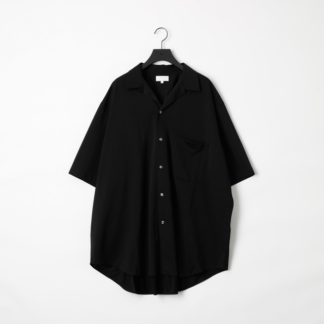 46G Silk Blend Atmosphere Open Collar SS Shirt(BLK)