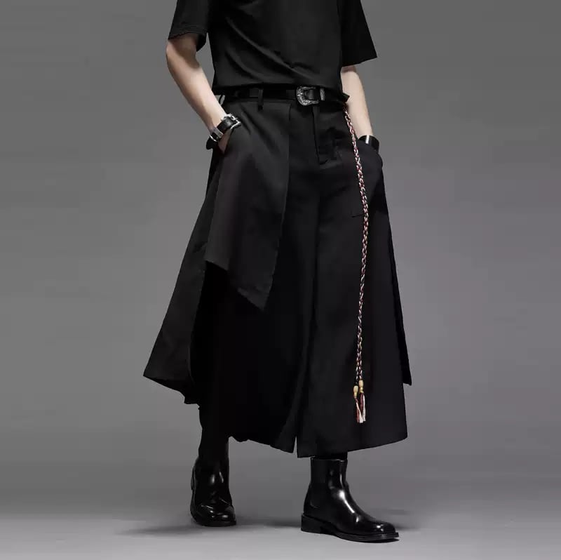 【ORV0034】Tailored Wide-Leg Faux Two-Piece Pants