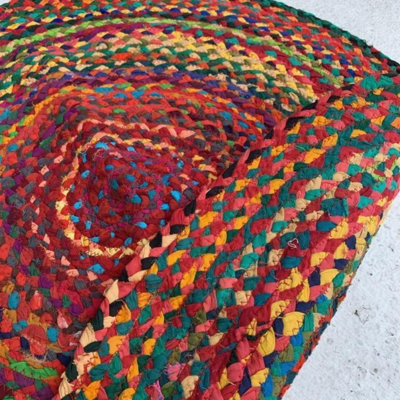 TOPANGA Homefurnishing　リサイクルカラフルウィービングラウンドラグマット　80×80cm