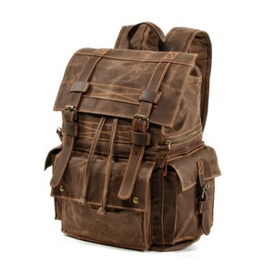 Retro Canvas Leather Hiking Backpack / レトロ キャンバス レザー ハイキング バックパック