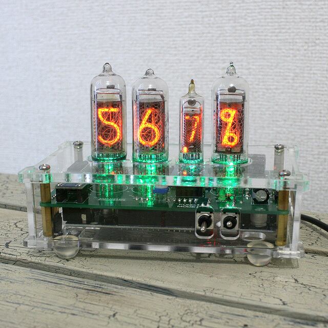 値下げ】【人感センサセット売】4桁ニキシー管温度・湿度計【完成品 