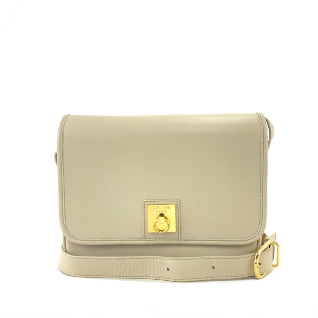 CELINE セリーヌ  ガンチーニ レザー クロスボディ ショルダーバッグ ベージュ vintage ヴィンテージ オールド tgnhvh