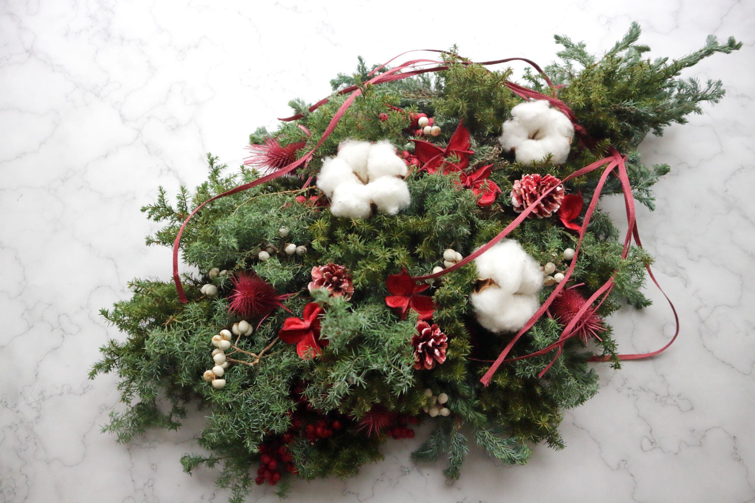 スワッグ | tokbotanic クリスマスワッグ シャイニーレッド ハンドメイド