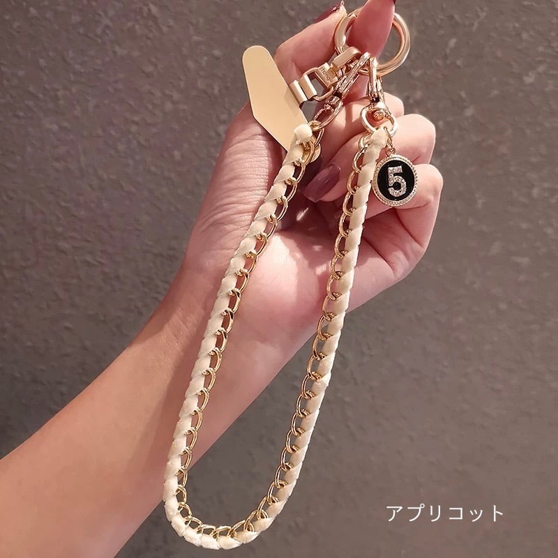 レザーチェーンハンドストラップ（チャーム付き・全5色）：606 | jmavie