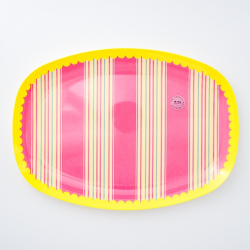 rice melamine rectangular plate　メラミンプレート <striped> 