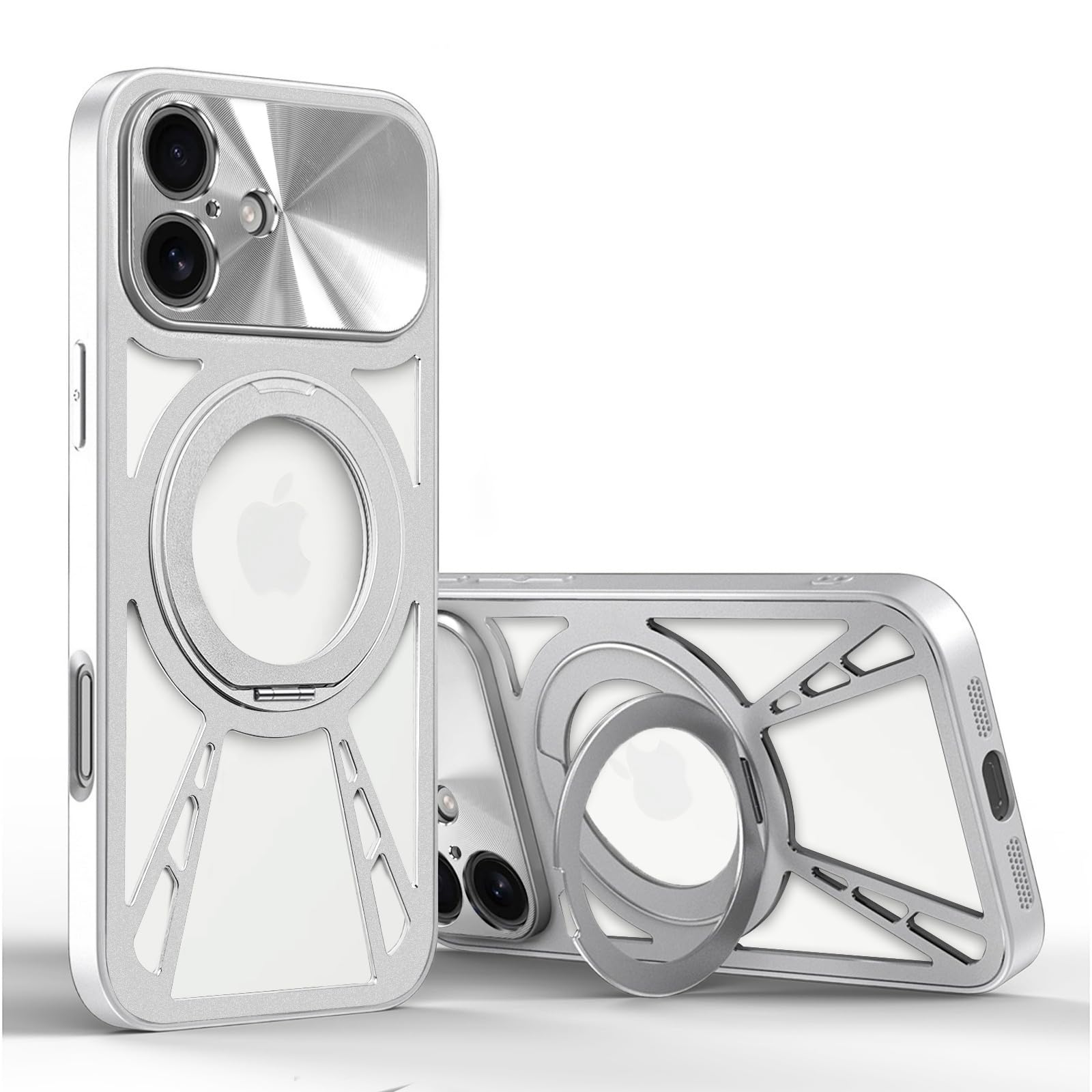 DDBE iPhone 17 用 ケース MagSafe対応 リング付き 360°回転スタンド機能 アルミ合金製いphone17 スマホケース マグネット搭載 レンズ保護 スマホ冷却 放熱 アイフォン 17 カバー 全面保護 衝撃吸収 指紋防止