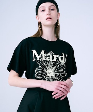 [MARDI MERCREDI] TSHIRT FLOWERMARDI_BLACK CREAM 正規品  韓国 ブランド 韓国ファッション 韓国代行 Tシャツ
