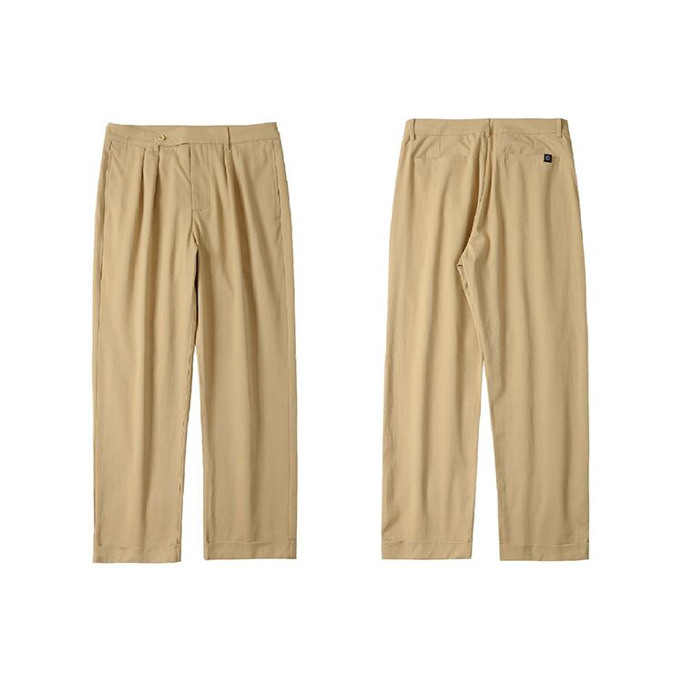 ★WIDE STRAIGHT DOUBLE PLEATED PANTS　　01144