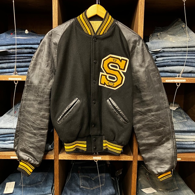 1960'S-1970'S ATHLETIC APPAREL BLACK STADIUM JACKET