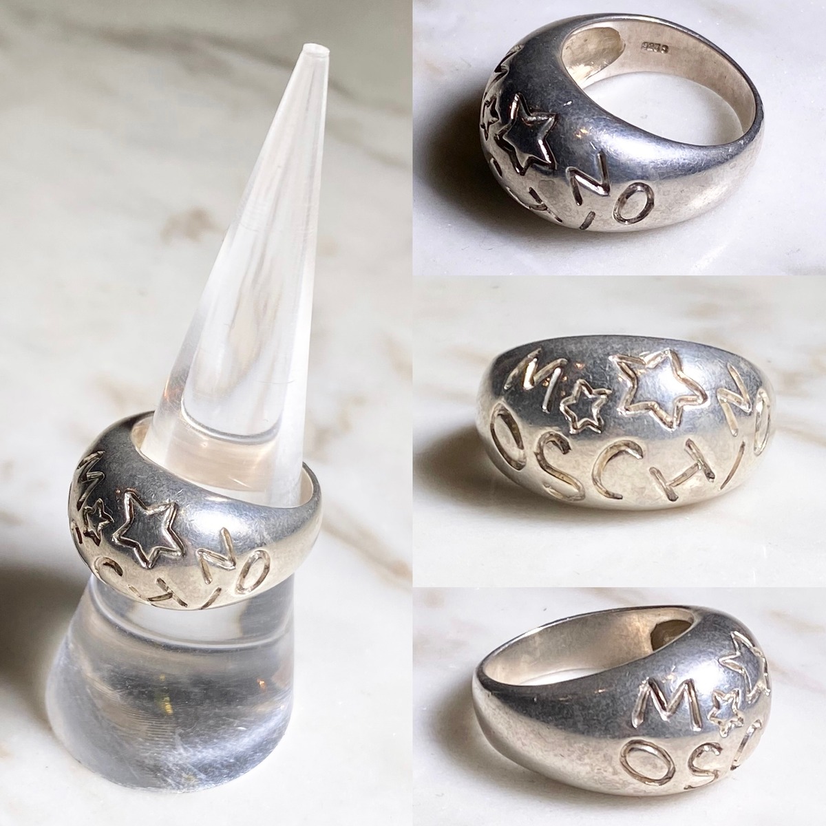 MOSCHINO silver logo ring | NOIR ONLINE