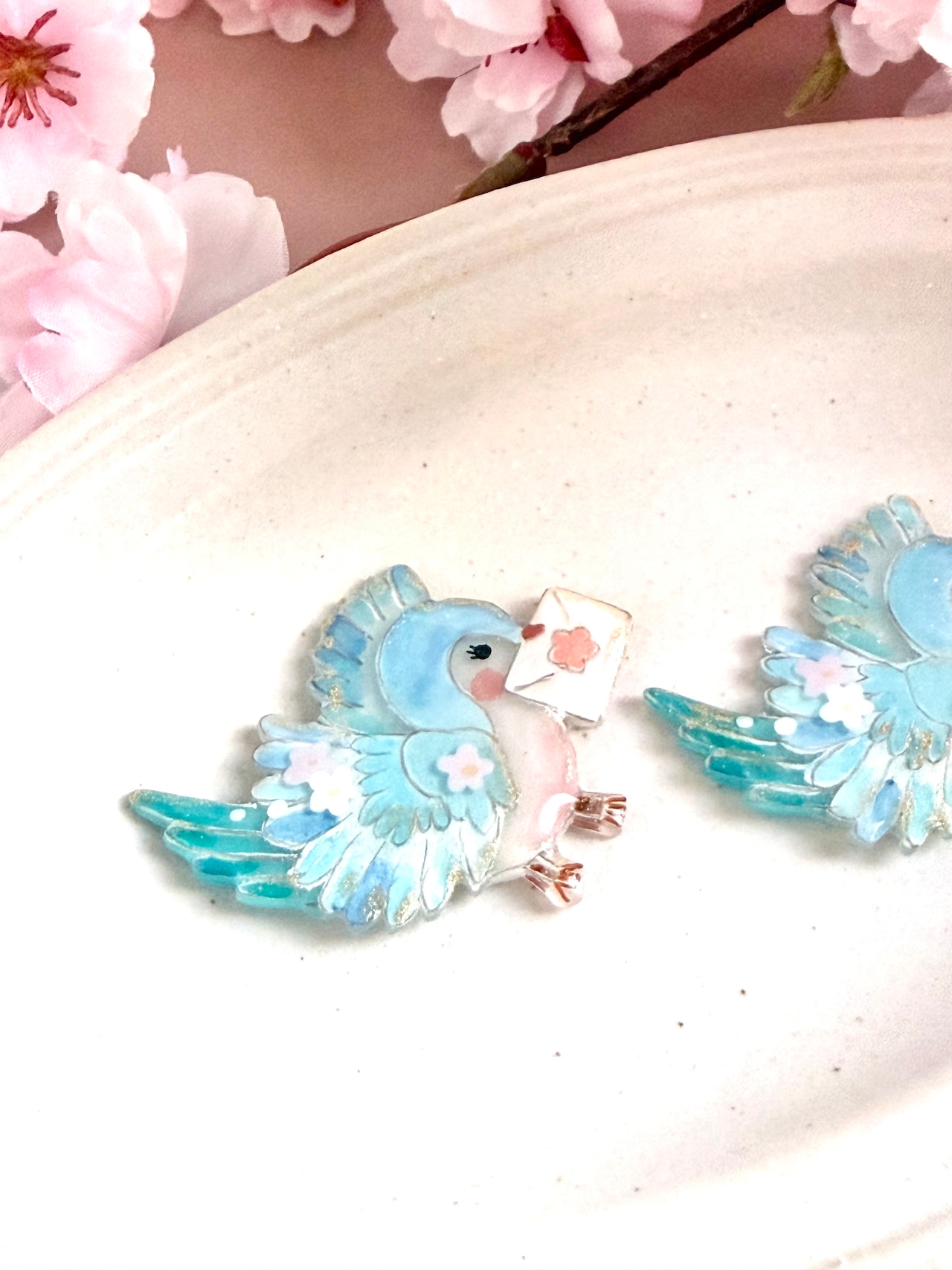 ブローチ『さくらポストのコトリさん』ストーリーカード付き