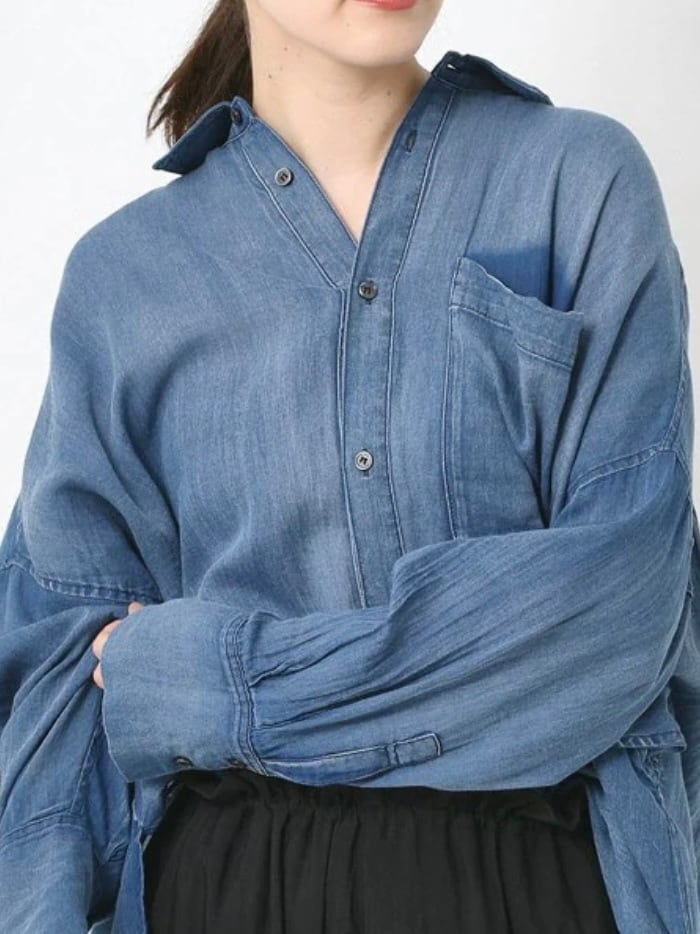 【送料無料】RILATO(リラート) 2.5ozシアーデニムシャツ ビッグサイズ ブルー 羽織り 手洗い可能 R25316