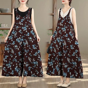 PRINT A-LINE WIDE LEG STRAP JUMPSUIT 1color M-16717