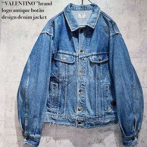 “VALENTINO”brand logo antique botão design denim jacket
