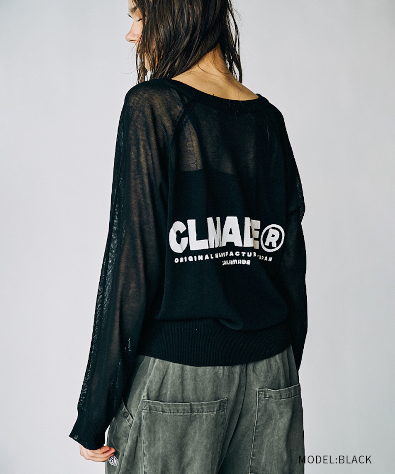 ロゴVネックシアーニットTOPS (BLACK) CQ-49014