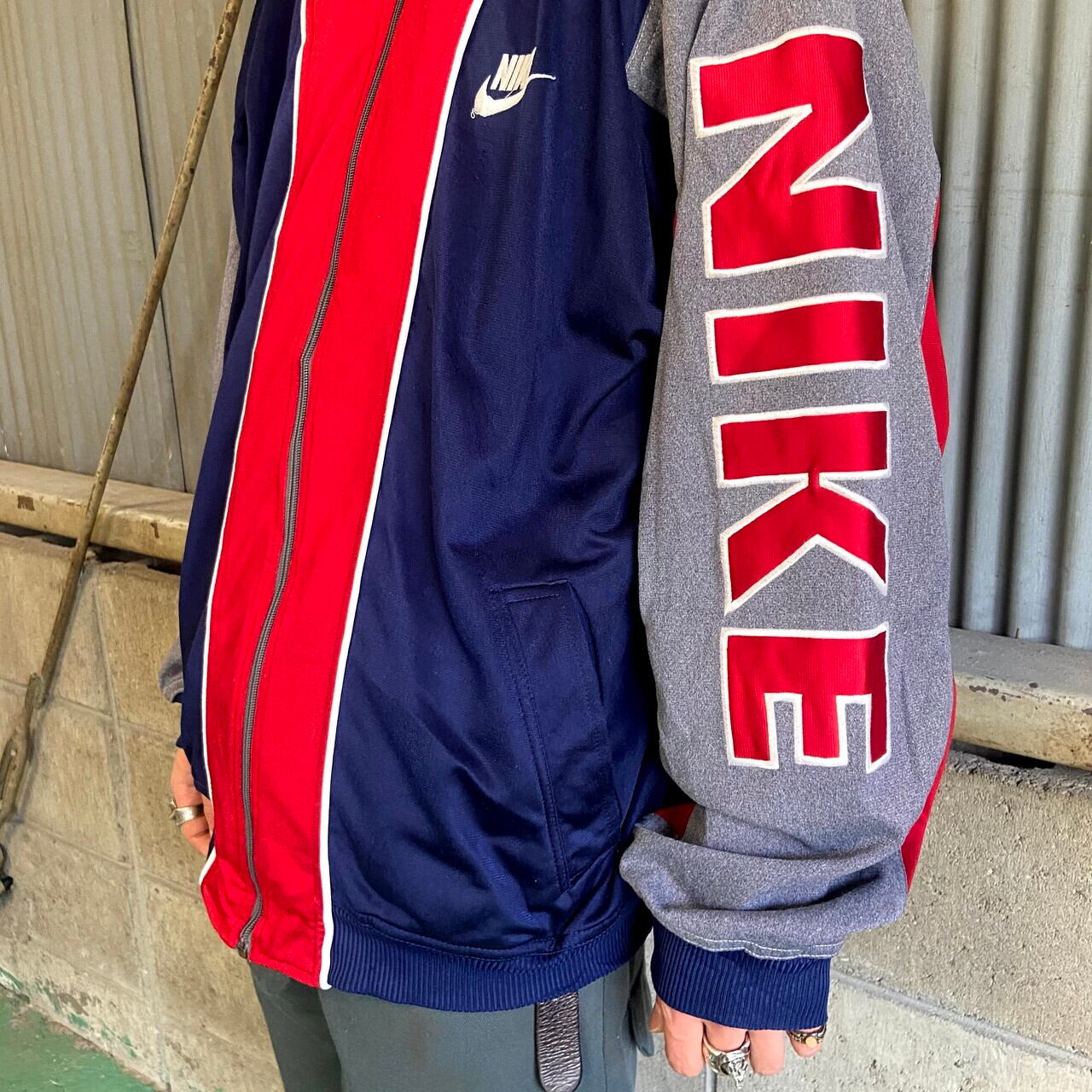 90年代 NIKE ナイキ スウォッシュロゴ刺繍 袖ビッグロゴ トラック 