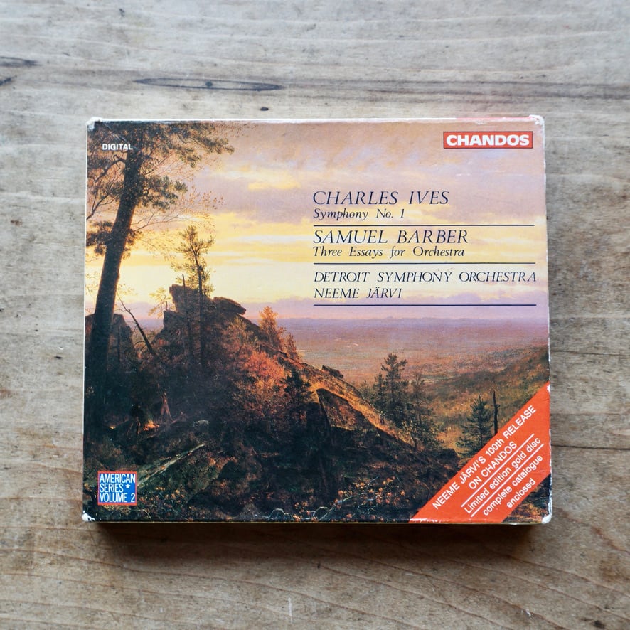 【絶版CD  輸入版　中古】チャールズ・アイブス　/  サミュエル・バーバー　Charles Ives, Samuel Barber, Detroit Symphony Orchestra, Neeme Järvi ‎– Symphony No. 1 - Three Essays For Orchestra 　1992  Chandos  [310195322]