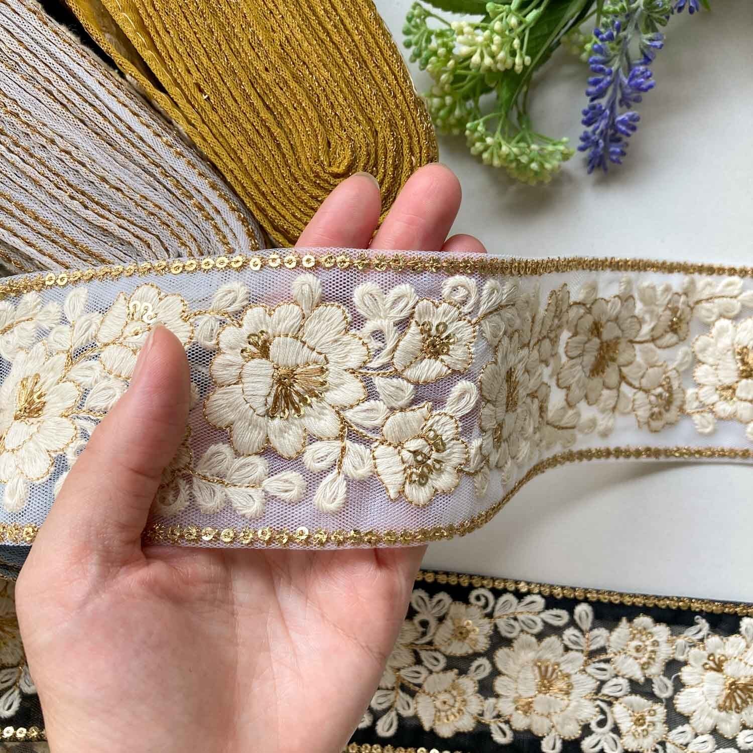 再入荷〉白花模様のインド刺繍レース（50cm〜） | Dua-アクセサリー