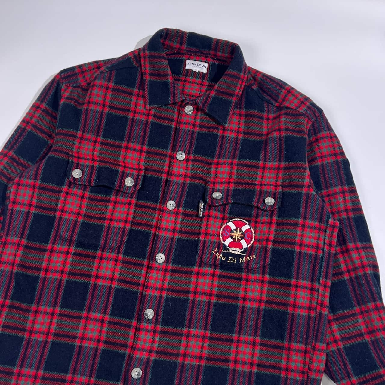 SINA COVA シナコバ 船長ワッペン チェック 長袖 ネルシャツ LL/メンズ