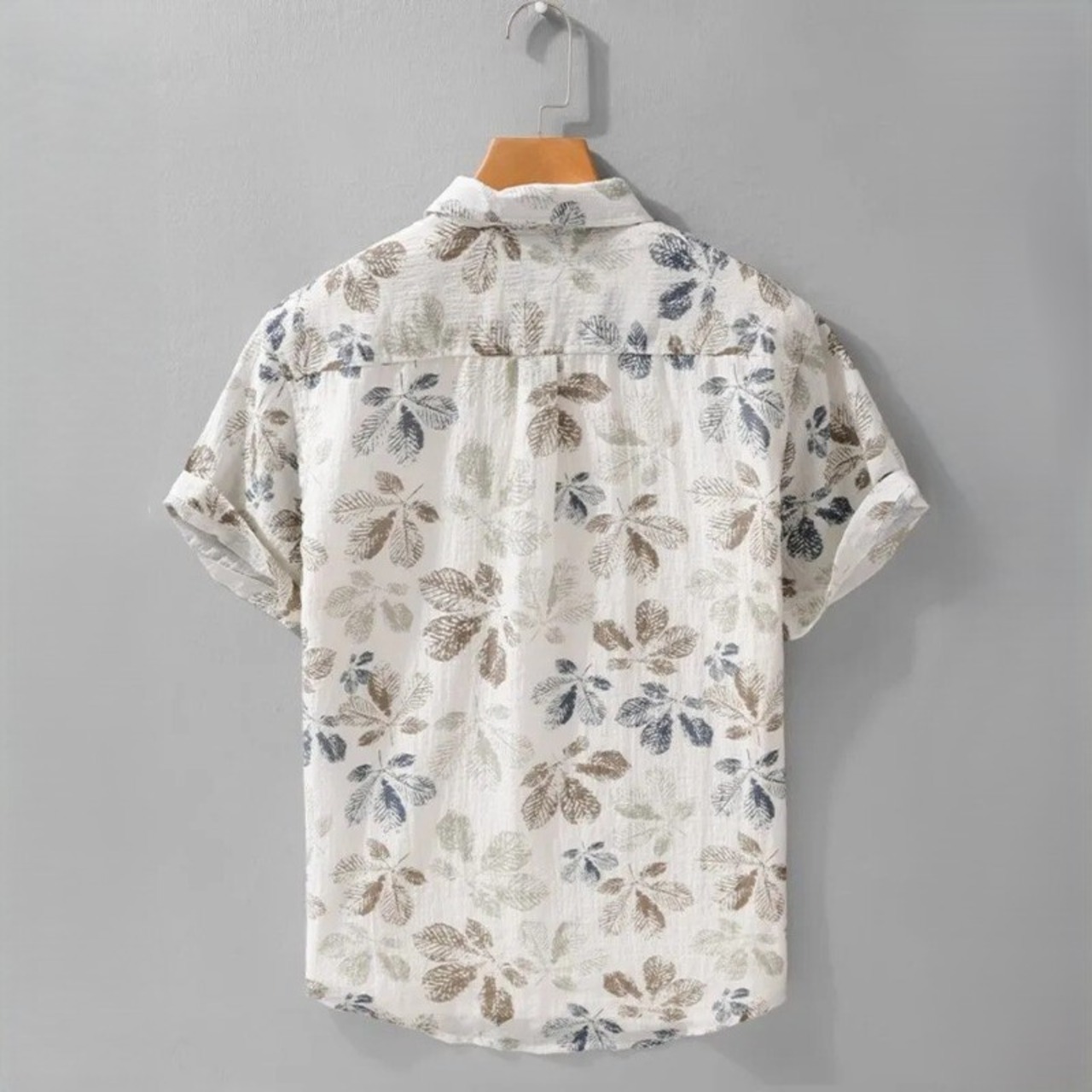 【M-3XL】Leaf Print Short Sleeve Shirt / リーフ プリント 半袖 シャツ