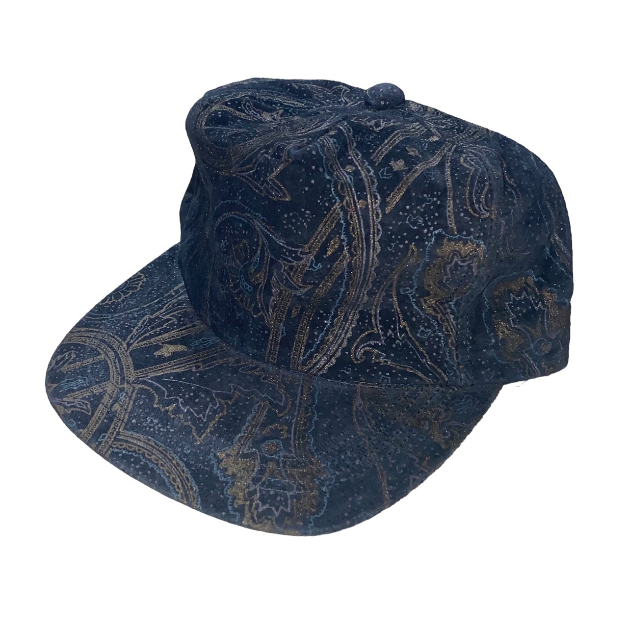 paisley print suede cap