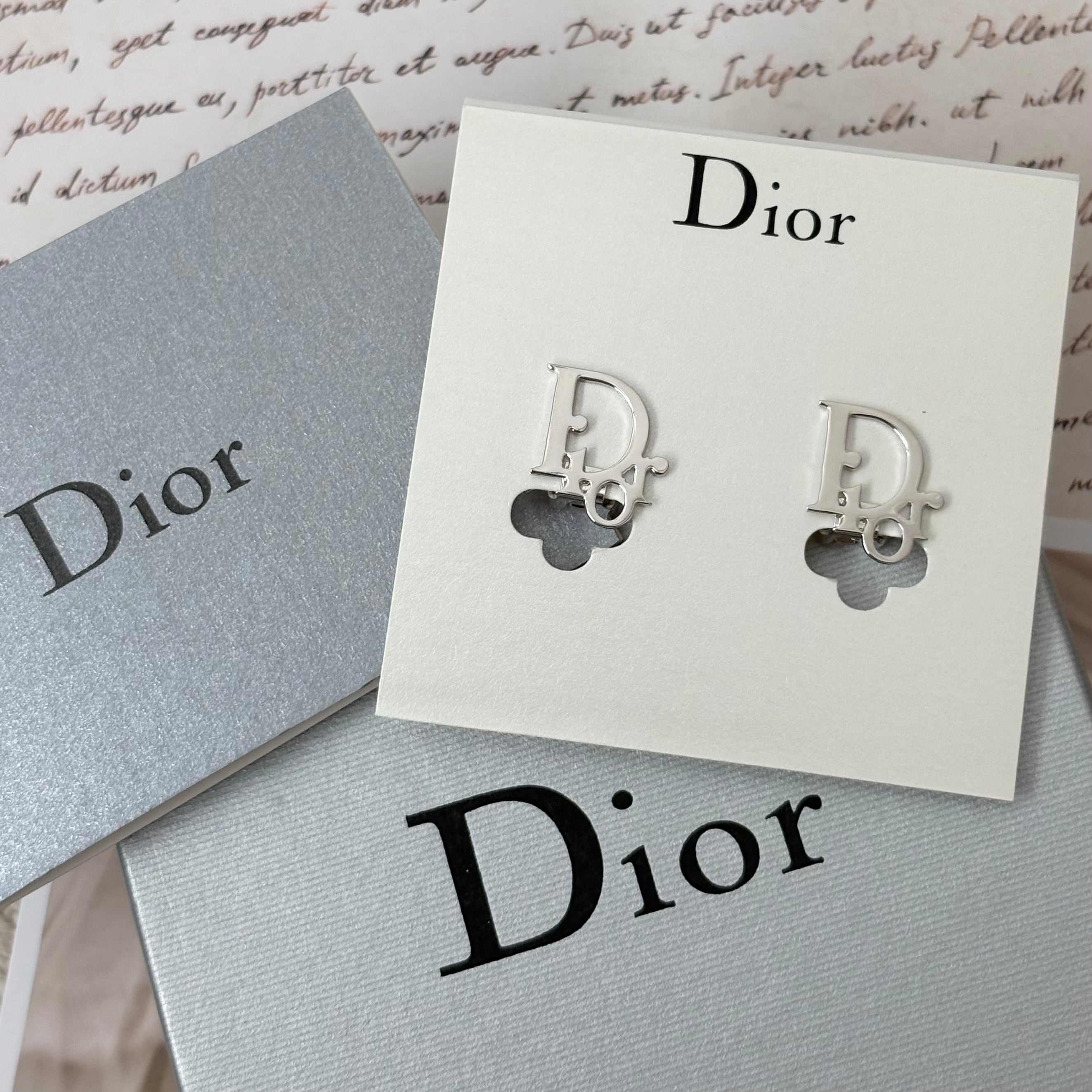 クリスチャンディオール　Diorロゴピアス　シルバー　美品 箱付き】【未使用品】クリスチャンディオール ディオールロゴ