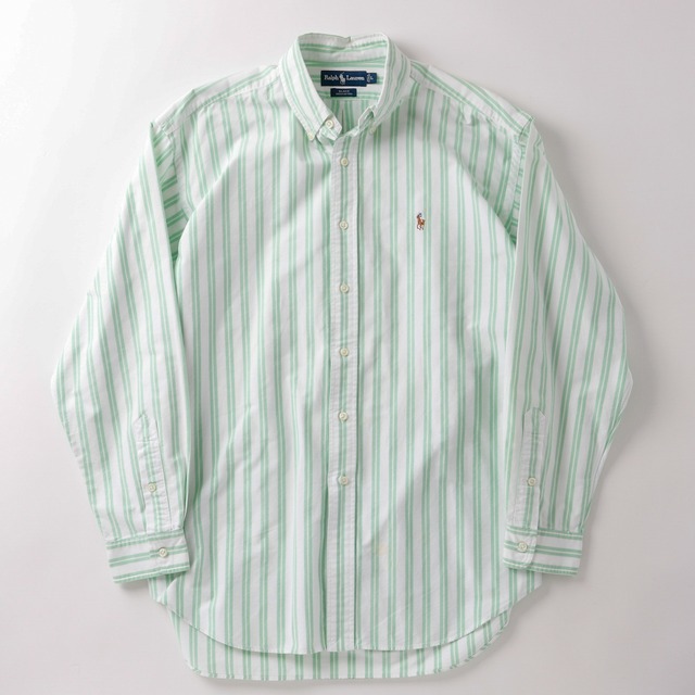 【名品】Ralph Lauren B.D stripe shirt big size ／ラルフローレン ボタンダウン シャツ クラシック ビッグサイズ  ストライプ サイズL  アメトラ ivy