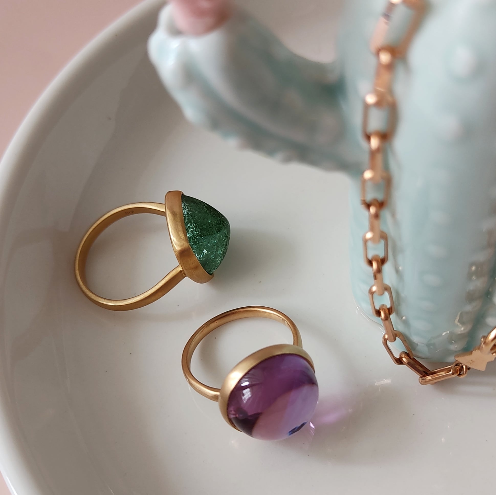 Sugar】K18 グリーントルマリン シュガーローフカット リング 11号 one