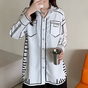 【UNISEX】 Simple Graphic Shirt -Long Sleeve- / ユニセックス シンプル グラフィック シャツ