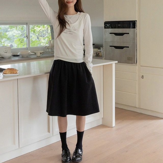 テンセルプリーツミディスカート 3color [am03673]