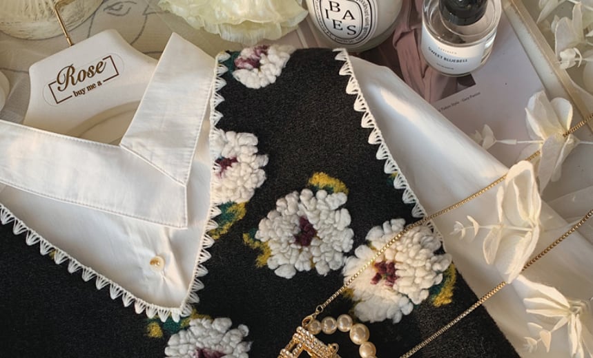 レディース 花柄 刺繍 セットアップ ベスト ブラウス 2色 Ladies Woman レディース 花柄 刺繍 セットアップ ベスト ブラウス 2色 Ladies Woman