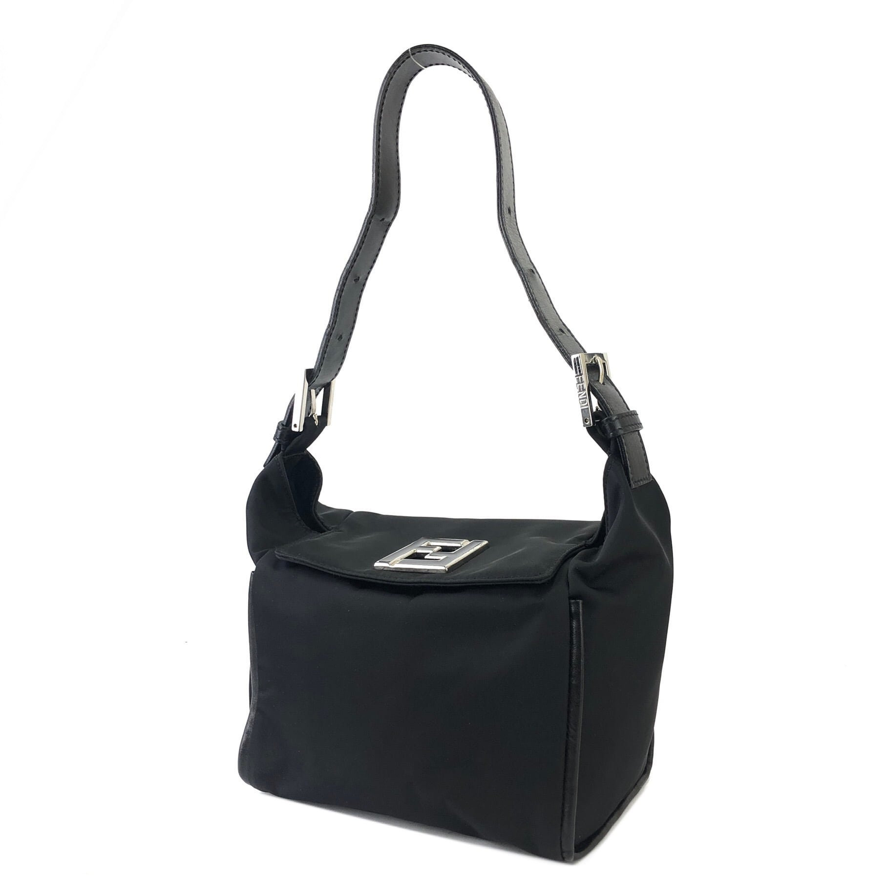 FENDI フェンディ ワンショルダーバッグ バニティ 黒 ナイロン FF 金具 FENDI フェンディ FFモチーフ レザー×ナイロン バニティバッグ