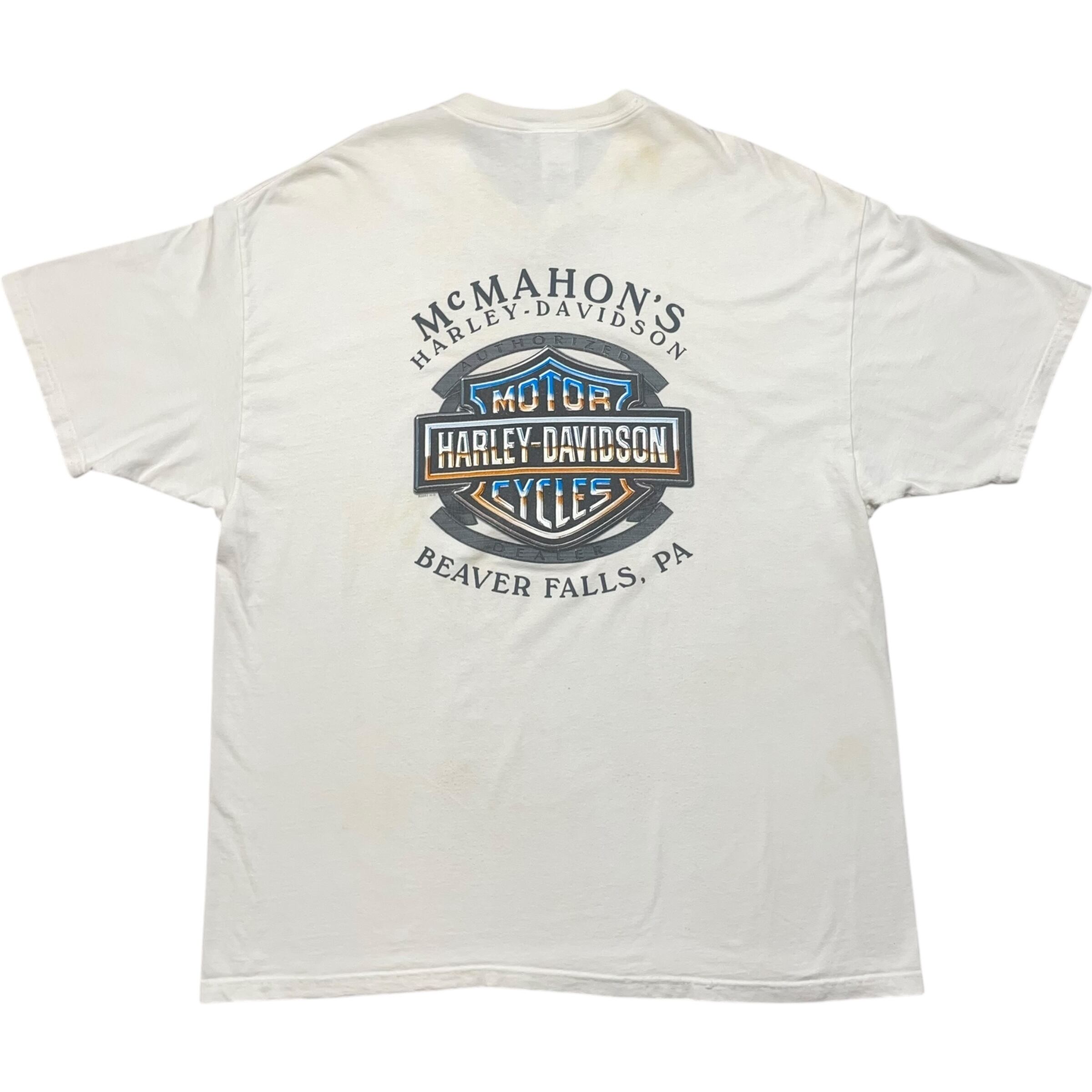 《XXL》 Harley-Davidson ハーレーダビッドソン Hanes ヘインズ Tシャツ 両面プリント ホワイト USA製 no.7686