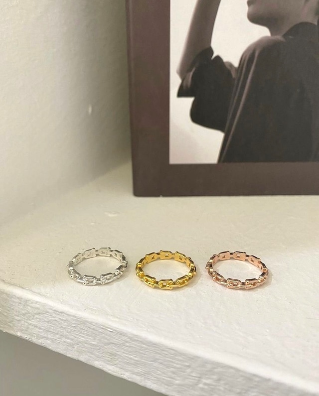 silver925 slim u linked chain ring【 3color 】º