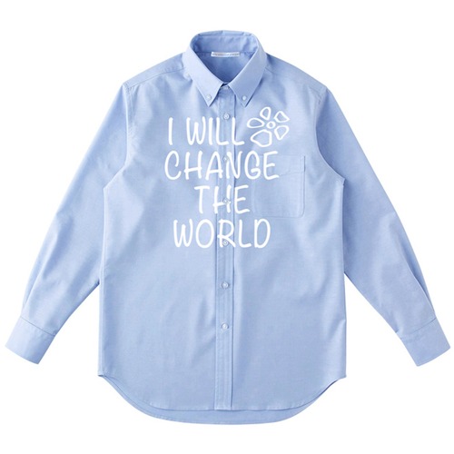 I WILL CHANGE THE WORLD ドレスシャツ(サックスS/M) ￥18,700→￥7,480 ＊サンプル放出品 60%OFF