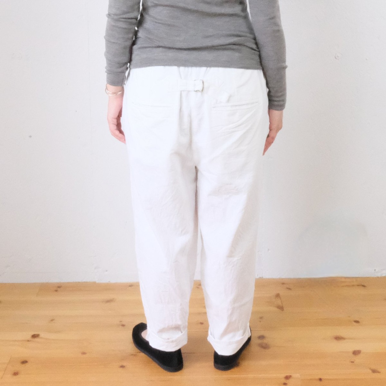 LABORATORY( ラボレイトリー) コットンリネンデニム テーパードパンツ  ANONYMOUS DENIM TRAVAIL PANTS（ホワイト）