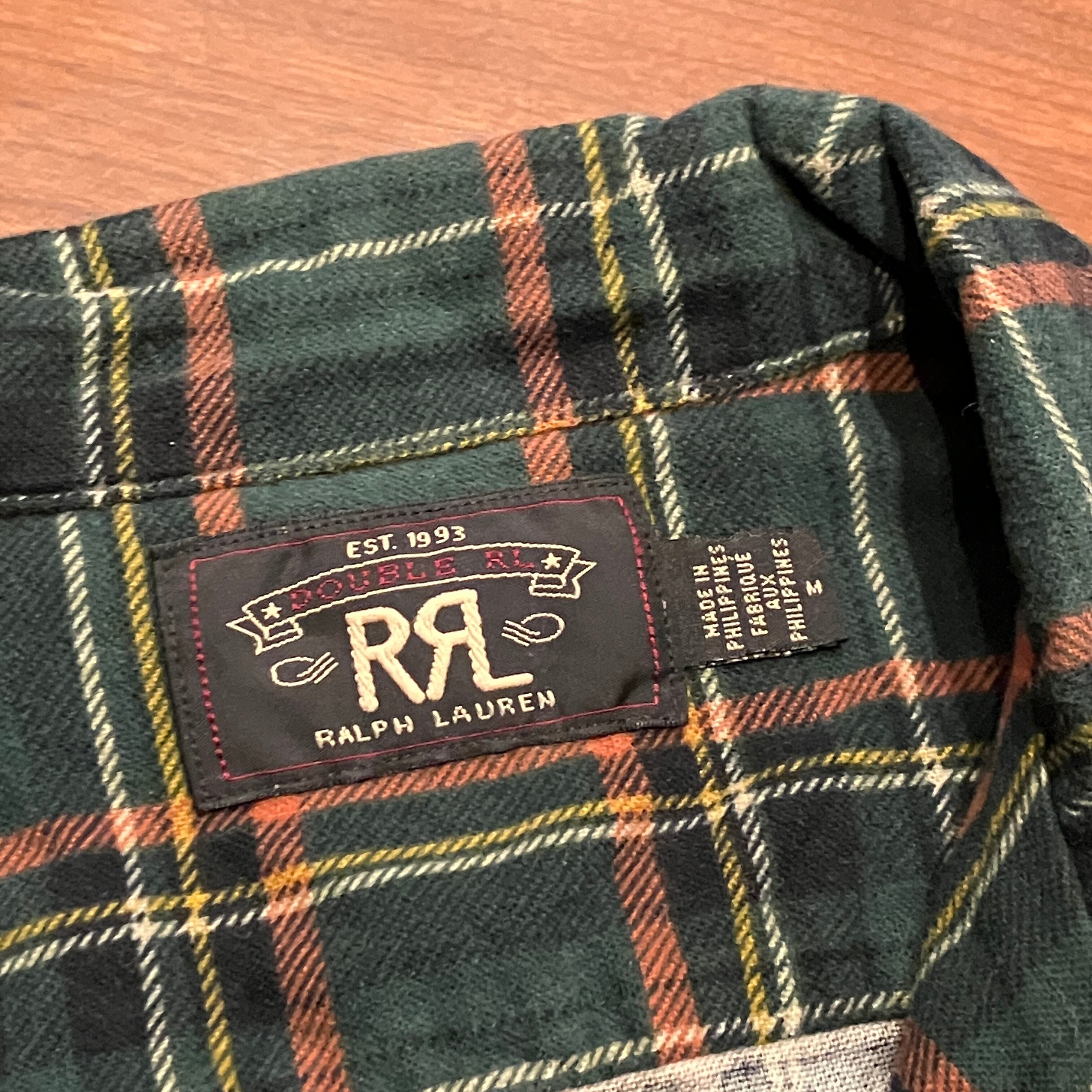 RRL PRINT FLANNEL OPENCOLLAR CHECK SHIRT GREEN | safarionline