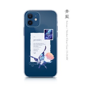 青藍 - 和風 ステッカー iPhone クリアケース（ハード or ソフト）【23-24AW】