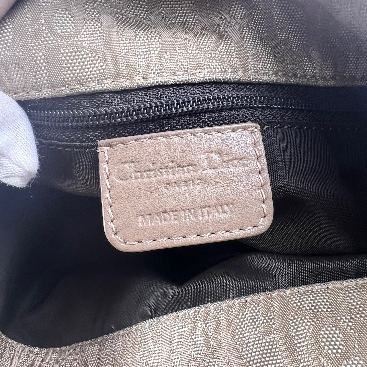 【最終処分SALE】Dior トロッター レザー ハンドバッグ ベージュ A-12061