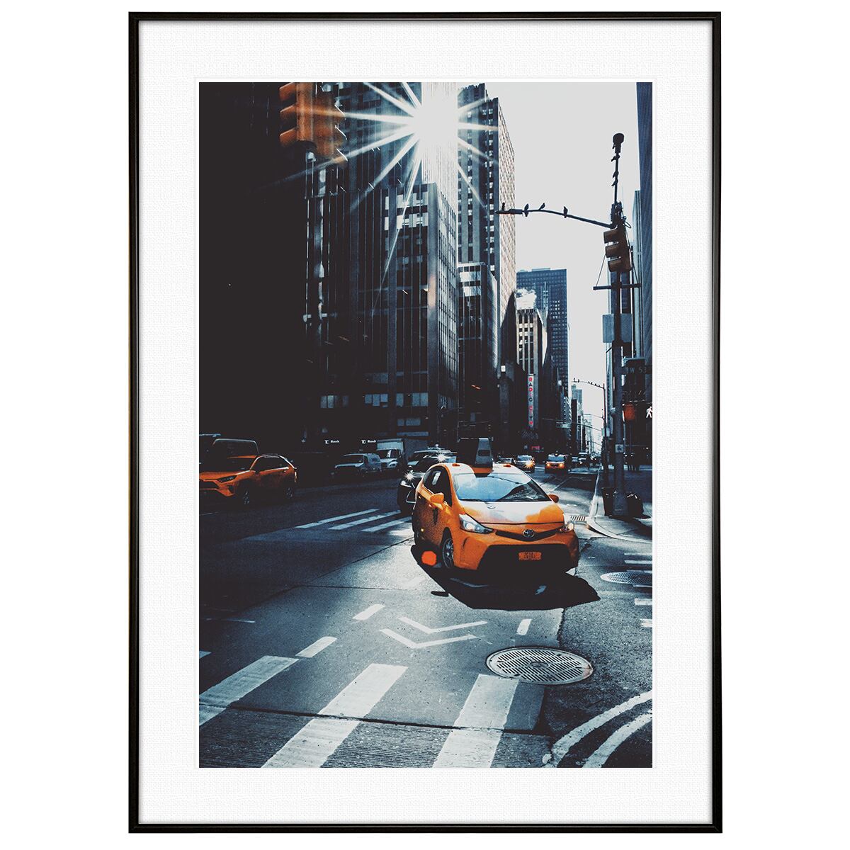アメリカ写真 ニューヨーク イエローキャブ インテリアアートポスター額装 AS0695